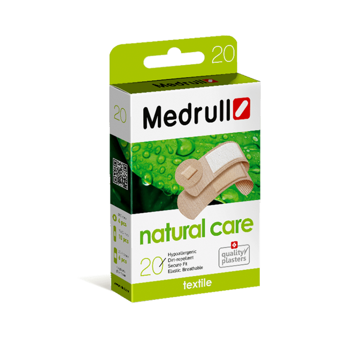 Набір пластирів Medrull "Natural Care", на тканинній основі, 7.2х1.9см, 20 шт.