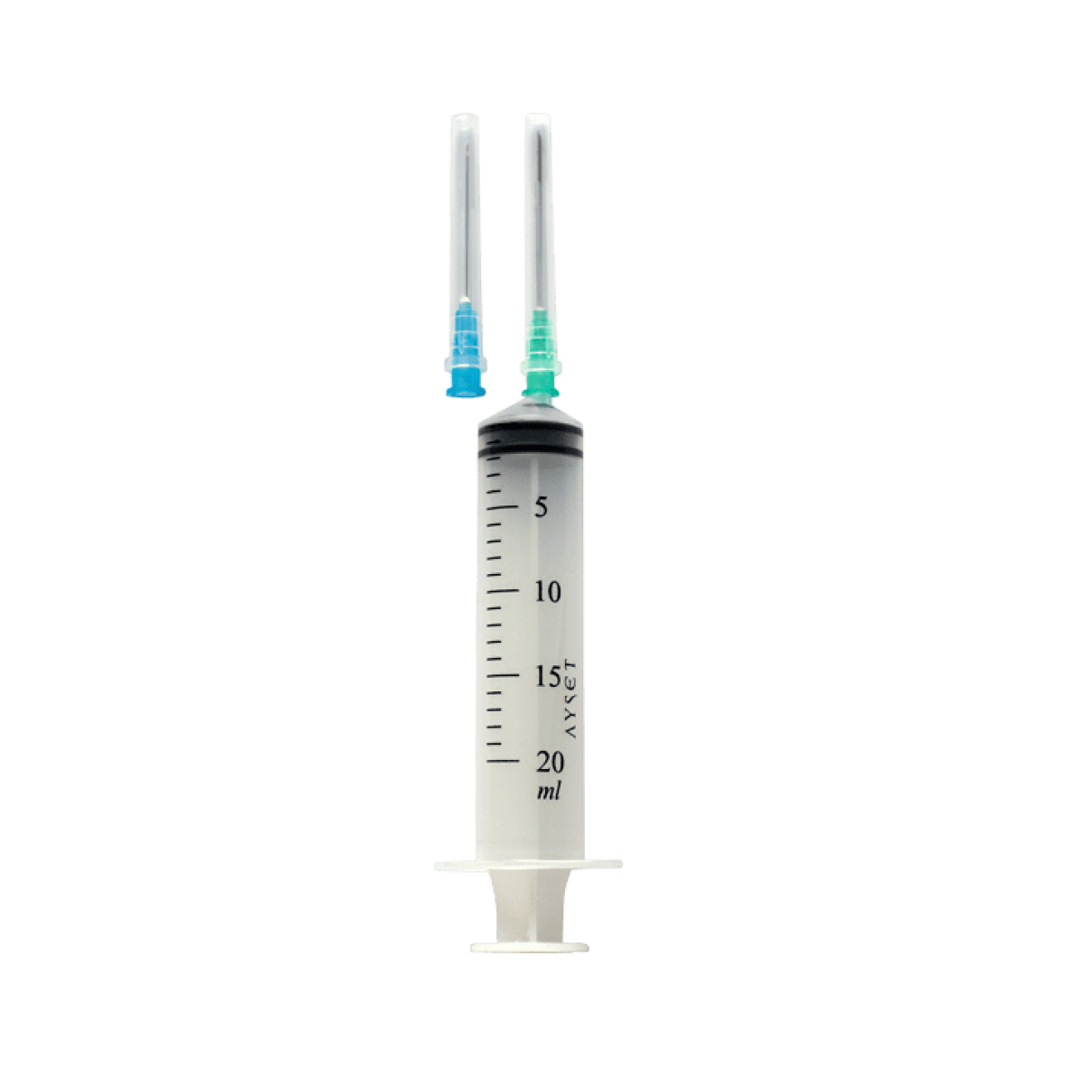 Шприц ін'єкційний AYSET трикомпонентний 20 мл, "Луер", з прокладкою та 2-ма голками