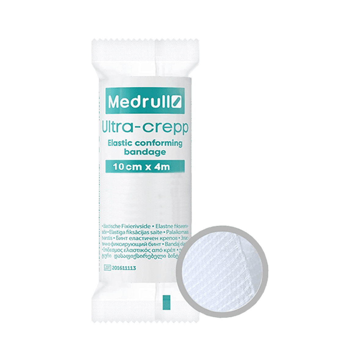 Бинт медичний еластично-фіксуючий Medrull Ultra-crepp, розмір 10см × 4м