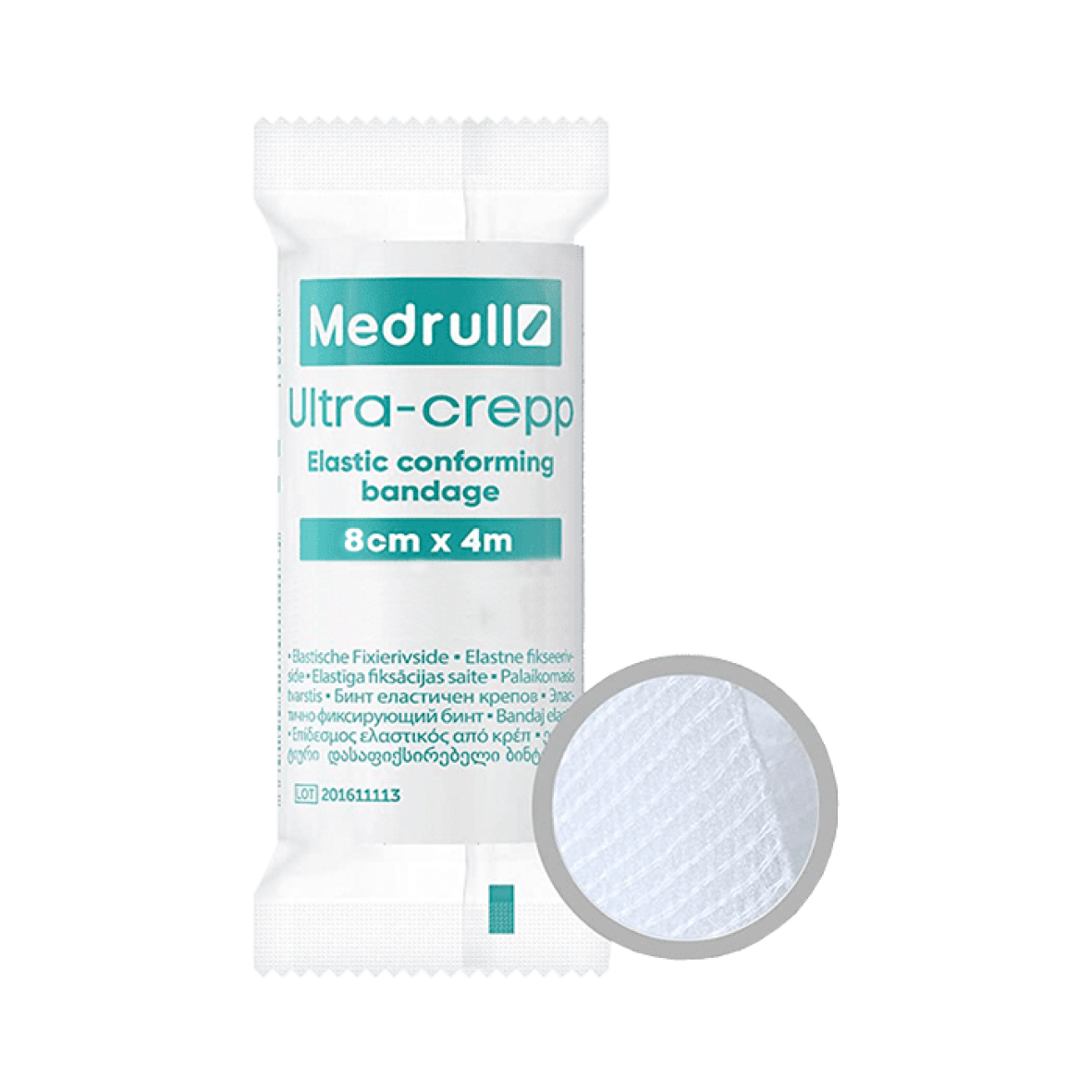 Бинт медичний еластично-фіксуючий Medrull Ultra-crepp, розмір 8см × 4м