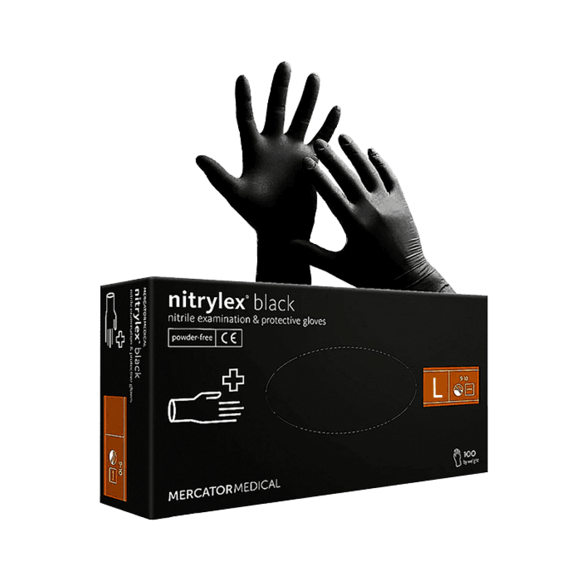 Рукавиці неприпудрені нестерильні Nitrylex Black (розмір L)